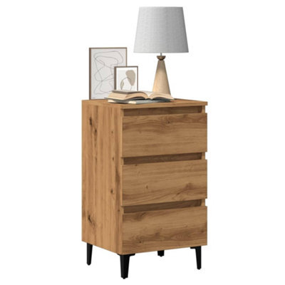 Berkfield Bed Cabinet With Metal Legs Artisan Oak 40X35X69 Cm - image 1