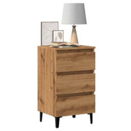 Berkfield Bed Cabinet With Metal Legs Artisan Oak 40X35X69 Cm - thumbnail 1