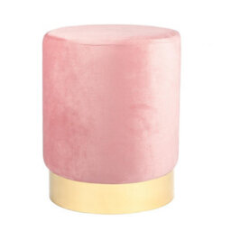 Harbour Housewares Round Velvet Foot Stool - Pink - Modern Dressing Table Pouffe Footstool Vanity Seats Vanity Chair Pouf - thumbnail 1