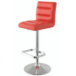 Swank Brushed Steel Kitchen Swivel Bar Stool With Faux Leather Padded Seat - Red