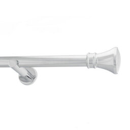 Toolty Chrome Metal Curtain Pole 25mm With Finials Rod Modern Brackets Liberty 290Cm