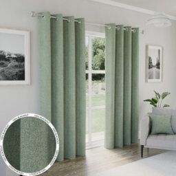 Enhanced Living Austin 100% Blackout, Thermal Green Curtains With Eyelet Header (Pair) - 46X54 Inch (117X137Cm)