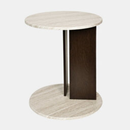 Ohs Travertine Effect Premium C Shape Round Side End Table Sofa Desk - thumbnail 3