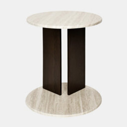 Ohs Travertine Effect Premium C Shape Round Side End Table Sofa Desk - thumbnail 4
