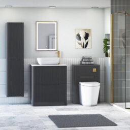 Royal Bathrooms Avenza 700mm Matt Obsidian Black Floor Standing Countertop Bathroom Vanity Unit 2 Drawer With Elva Basin - thumbnail 4