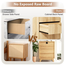 Oak Bedside Table With Charging Station, Grille Nightstand - thumbnail 4