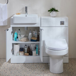Homestylestore 1050mm White Bathroom Combination Vanity Wc Unit With Toilet And Chrome Pull Handle - thumbnail 1