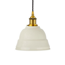 Clay White Lincoln Painted Dome Pendant Light With Antique Gold Lamp Holder And Black Twisted Cable - Se Home - thumbnail 1