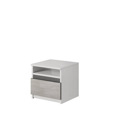 Arte Compact White Matt Bedside Table H440mm W400mm D400mm - Modern Design With Kathult Accents - image 1