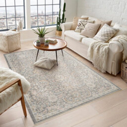Maia Washable Low Pile Non Slip Blossom Traditional Area Rug - Grey, 160 X 240 Cm (Rectangular)