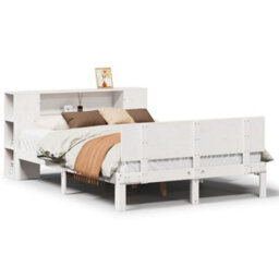 Berkfield Bookcase Bed Without Mattress White 150X200 Cm King Size Solid Wood Pine - thumbnail 2