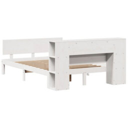 Berkfield Bookcase Bed Without Mattress White 150X200 Cm King Size Solid Wood Pine - thumbnail 6