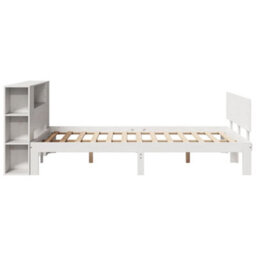 Berkfield Bookcase Bed Without Mattress White 150X200 Cm King Size Solid Wood Pine - thumbnail 5
