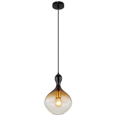 Luminosa Lighting Luminosa Aladdin 23Cm Dome Pendant Ceiling Light Matt Black Smoke Glass Shade 1X E27 - image 1