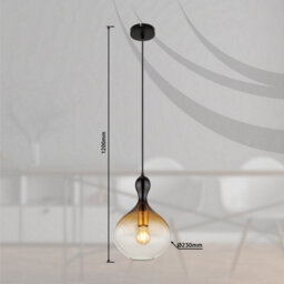 Luminosa Lighting Luminosa Aladdin 23Cm Dome Pendant Ceiling Light Matt Black Smoke Glass Shade 1X E27 - thumbnail 7