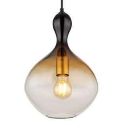 Luminosa Lighting Luminosa Aladdin 23Cm Dome Pendant Ceiling Light Matt Black Smoke Glass Shade 1X E27 - thumbnail 3