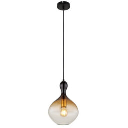 Luminosa Lighting Luminosa Aladdin 23Cm Dome Pendant Ceiling Light Matt Black Smoke Glass Shade 1X E27 - thumbnail 1