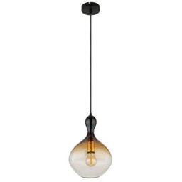 Luminosa Lighting Luminosa Aladdin 23Cm Dome Pendant Ceiling Light Matt Black Smoke Glass Shade 1X E27 - thumbnail 2