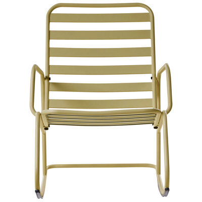 Wyld And Coco Garden Rocking Chair Olive Green Aluminium Slatted Design, Weather-Resistant Outdoor Rocker - image 1