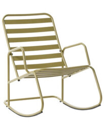 Wyld And Coco Garden Rocking Chair Olive Green Aluminium Slatted Design, Weather-Resistant Outdoor Rocker - thumbnail 3