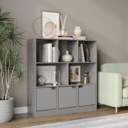 Urbn-Living Urbnliving Asymmetrical 8 Cube Grey Bookcase Freestanding Storage Unit With 3 Plain Doors - Grey - thumbnail 2