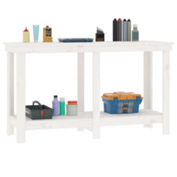 Berkfield Work Bench White 140X50X80 Cm Solid Wood Pine - thumbnail 4