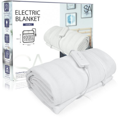 Sa Products Double Electric Heated Blanket, Detachable Remote & 3 Heat Settings - Machine Washable Heated Blankets (120X135Cm) - image 1