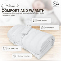 Sa Products Double Electric Heated Blanket, Detachable Remote & 3 Heat Settings - Machine Washable Heated Blankets (120X135Cm) - thumbnail 4