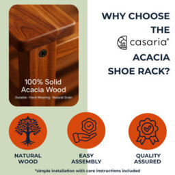 Casaria Shoe Rack 2 Tiers Solid Acacia Wood Up To 80Kg Storage, Dark Brown - thumbnail 6