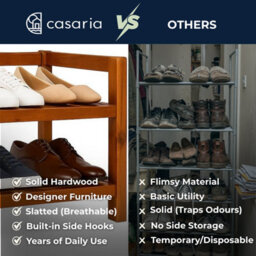 Casaria Shoe Rack 2 Tiers Solid Acacia Wood Up To 80Kg Storage, Dark Brown - thumbnail 7