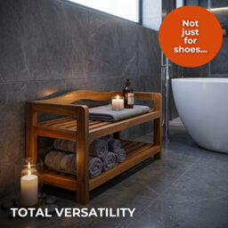 Casaria Shoe Rack 2 Tiers Solid Acacia Wood Up To 80Kg Storage, Dark Brown - thumbnail 5