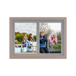 AK Frames 20X14 Rose Gold Modern Multi Photo Frame With Mid Grey Mount - Holds 2 Apertures (2X) A4 Photos - thumbnail 1