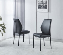 Modernique Sintere Stone Top Extending Dining Table Set With 4 Faux Leather Chairs, Stone Effect & Metal Frame - thumbnail 3