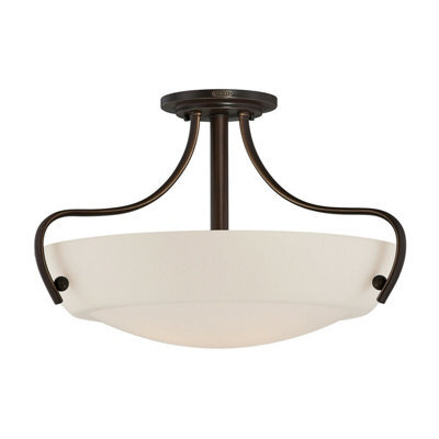 Elegant 3 Bulb Semi Flush Light In Palladian Bronze With Led E27 100W Bulbs