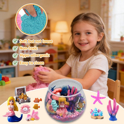 Living And Home Mermaid Terrarium Kit For Kids With Colour-Changing Led Light Remote - image 1