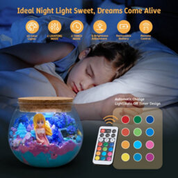 Living And Home Mermaid Terrarium Kit For Kids With Colour-Changing Led Light Remote - thumbnail 2