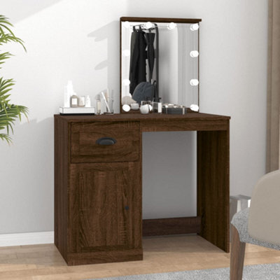 Walplus Dressing Table With Led Brown Oak 90X50X132.5 Cm Engineered Wood - image 1