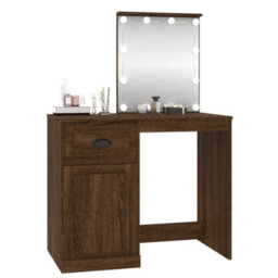 Walplus Dressing Table With Led Brown Oak 90X50X132.5 Cm Engineered Wood - thumbnail 4