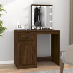 Walplus Dressing Table With Led Brown Oak 90X50X132.5 Cm Engineered Wood - thumbnail 1