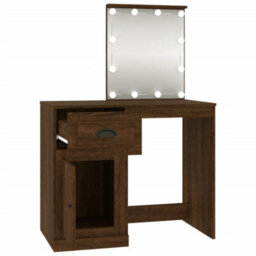 Walplus Dressing Table With Led Brown Oak 90X50X132.5 Cm Engineered Wood - thumbnail 7