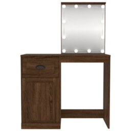 Walplus Dressing Table With Led Brown Oak 90X50X132.5 Cm Engineered Wood - thumbnail 6