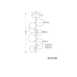 Luminosa Lighting Luminosa Riha Globe Ceiling Light Matt Black Smoke Glass Shade 8X G9 3000K - thumbnail 5