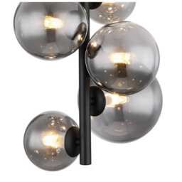 Luminosa Lighting Luminosa Riha Globe Ceiling Light Matt Black Smoke Glass Shade 8X G9 3000K - thumbnail 3