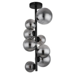 Luminosa Lighting Luminosa Riha Globe Ceiling Light Matt Black Smoke Glass Shade 8X G9 3000K - thumbnail 2