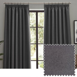 furn. Furn Dawn Textured Blackout Pencil Pleat Curtain Pair Charcoal (W)229Cm X (D)183Cm - thumbnail 1