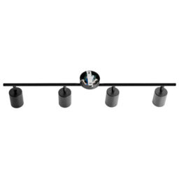 Beliani Four-Light Black Industrial Spotlight Ceiling Lamp - Adjustable Heads, Matte Iron Finish, Warm White - thumbnail 7