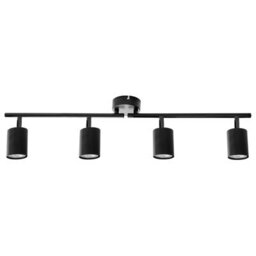 Beliani Four-Light Black Industrial Spotlight Ceiling Lamp - Adjustable Heads, Matte Iron Finish, Warm White - thumbnail 3