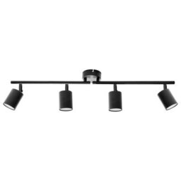 Beliani Four-Light Black Industrial Spotlight Ceiling Lamp - Adjustable Heads, Matte Iron Finish, Warm White - thumbnail 4