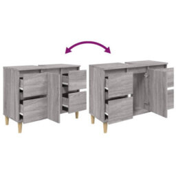 Berkfield Sink Cabinet Grey Sonoma 80X33X60 Cm Engineered Wood - thumbnail 8