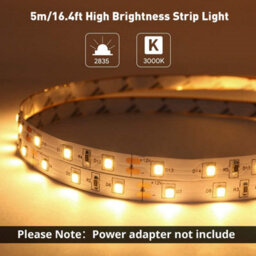 Lepro 12V Led Strip Light (No Power Plug), Warm White 3000K, 60 Leds/m, 5M 2300Lm - thumbnail 2